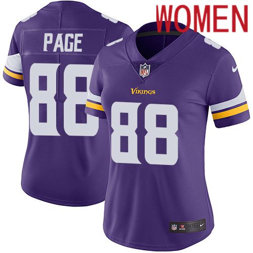 Women Minnesota Vikings #88 Alan Page Nike Purple Vapor Limited NFL Jersey->women nfl jersey->Women Jersey